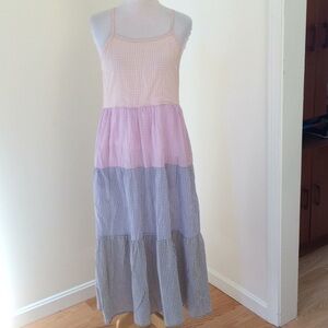 Little Lies SZ 8,gingham multi colored midi dress.